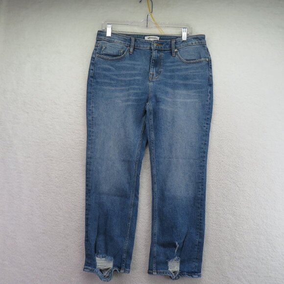 Vigoss Jeans Womens Size 30 Stevie Straight Leg Distressed Medium Wash Denim - Picture 1 of 10